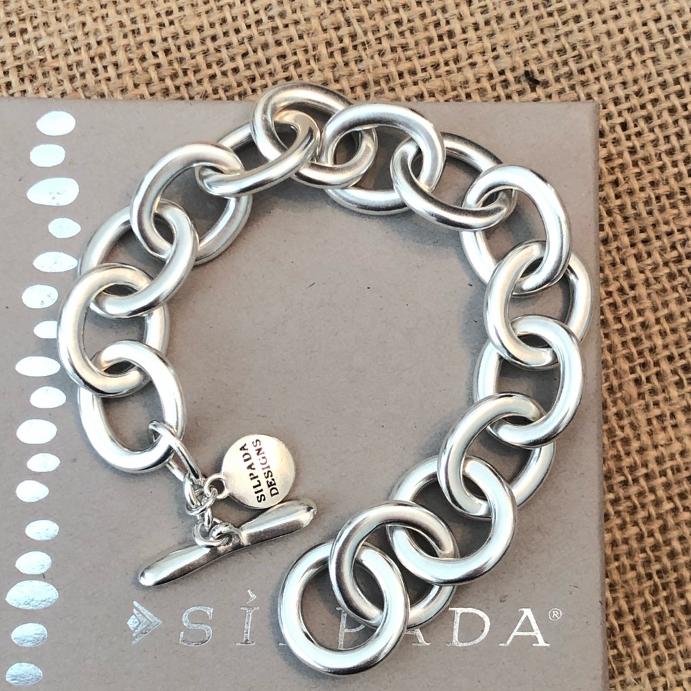 Rare Discontinued Silpada Sterling Silver .925 Large Link Toggle Bracelet